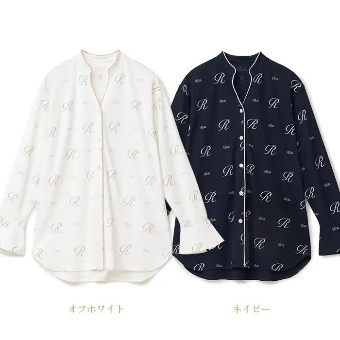 【ネイビー Lサイズ】リファ バイタルテック モイストスムース スタンドカラースリープウェア ReFaロゴ/WOMEN