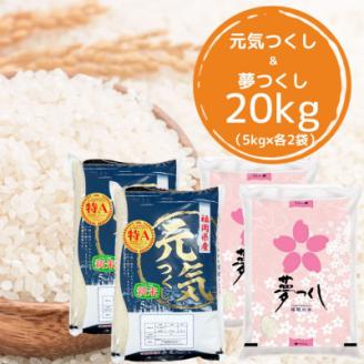 福岡県産米食べ比べ＜白米＞「夢つくし」と「元気つくし」セット計20kg 宇美町