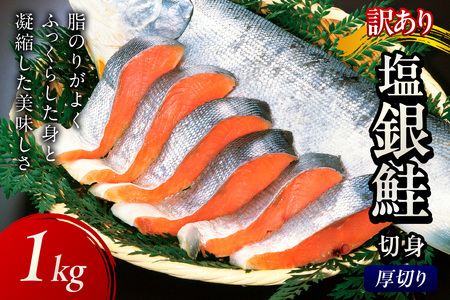 鮭 サーモン 訳あり 厚切り 塩銀鮭切身 約1kg 冷凍 不揃いですが お手軽！絶品！事業者応援