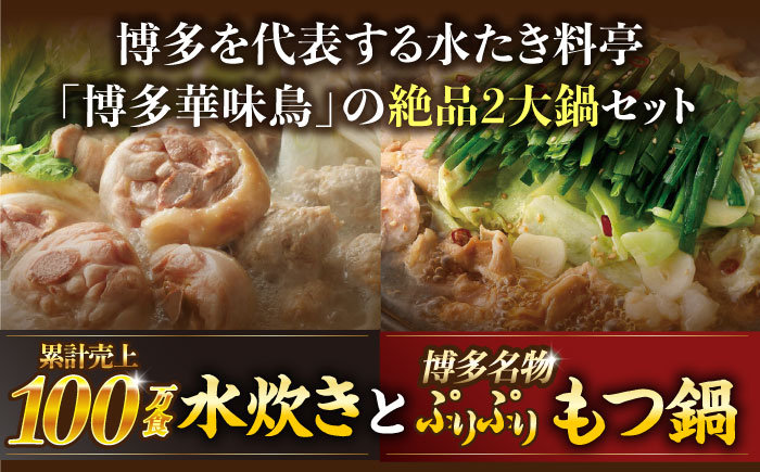 【全12回定期便】博多華味鳥 水炊き＆もつ鍋 セット 6~8人前 《築上町》【トリゼンフーズ】博多 福岡 鍋 鶏 水たき みずたき もつ もつ鍋[ABCN020]