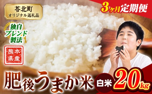 【3か月定期便】米  熊本県産 肥後うまか米 20kg(5kg×4袋) 白米 精米 こめ コメ お米 おこめ ブレンド米《申込月の翌月から出荷開始》熊本県産 コメ お米 おこめ