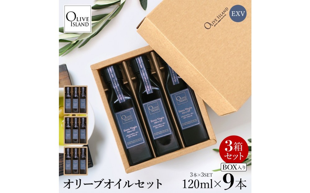 
                  エキストラバージン（EXV）オリーブオイル3本入ギフト3セット（120ml×3本×3）
                