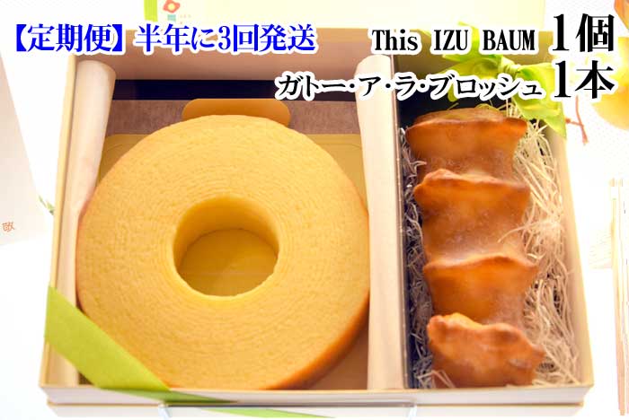 G3*【ふるさと納税】【定期便 全3回】伊豆高原レマンの森 This IZU BAUM1個＆ガトー・ア・ラ・ブロッシュ1本 半年に3回発送