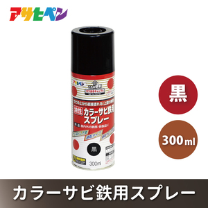 アサヒペン  カラーサビ鉄用スプレー 黒 300ml [スプレー缶 塗料 DIY 日曜大工 屋内 屋外]