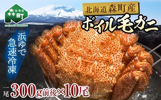 【訳あり】北海道・噴火湾産冷凍ボイル毛ガニ約300g前後×10尾  mr1-1435