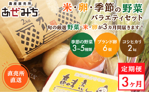 
【3ヶ月定期便】米・卵・新鮮野菜バラエティセット
※着日指定不可
