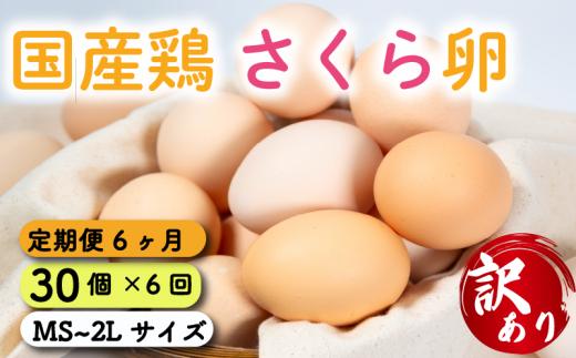 定期便 卵 30個  ( たまご 25個 + 割れ補償 5個 ) 6回 6ヶ月 定期便 国産 鶏 さくら 簡易包装 コクのある 濃い 卵黄 風味 とれたて 生 たまご  滋賀 地産地消  国産鶏 玉子 産みたて 新鮮 卵 かけご飯 たまご かけごはん 玉子 丼  卵 焼き すき焼き 目玉 焼き 玉子 スープ 茶碗蒸し ゆで たまご 卵 サンド滋賀県 竜王町