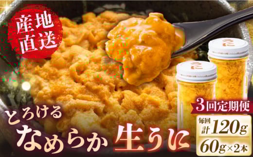 【全3回定期便】数量限定！壱岐の生うに 2本セット [JEH005] 90000 90000円  紫うに 生うに ウニ うに 生ウニ 雲丹 ムラサキウニ 紫うに 瓶 瓶詰め ギフト 贈答 のし プレゼント ギフト 冷凍配送 定期便