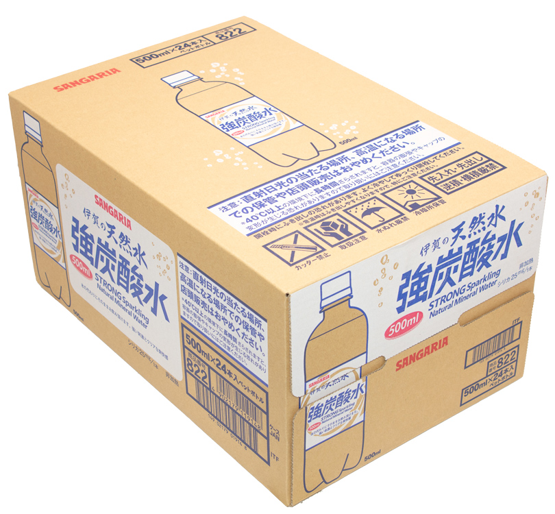 【12ヶ月定期便】サンガリア　伊賀の天然水　強炭酸水　1ケース（500mL×24本）【igge-tkb0004】