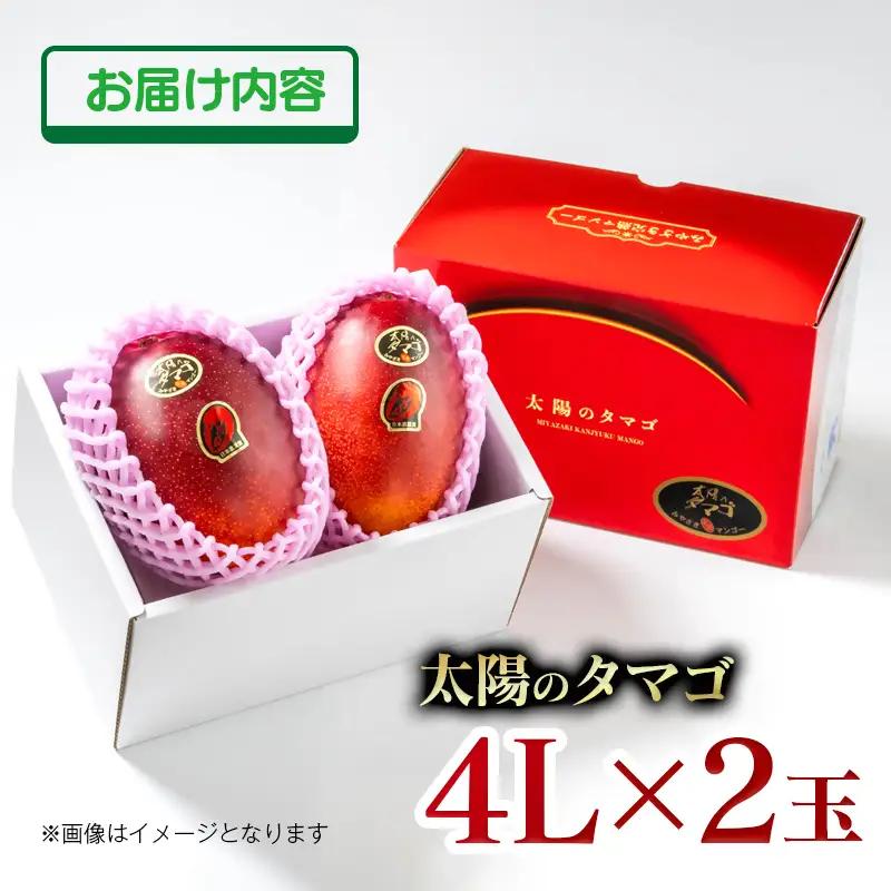5月発送【先行予約】最高級ブランド『太陽のタマゴ』4L×2個【糖度15度以上】宮崎県西都市産完熟マンゴー＜68-3b＞宮崎マンゴー 果物 フルーツ 甘い