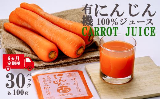 【 6ヵ月連続お届け 】 にんじんジュース 100% 100g × 30袋 （ 離島・沖縄配送不可 ） │ 茨城県 つくば市 にんじん ニンジン 人参 ジュース 健康 無農薬 新鮮 オーガニック 無添加 定期便 ベルファームつくば