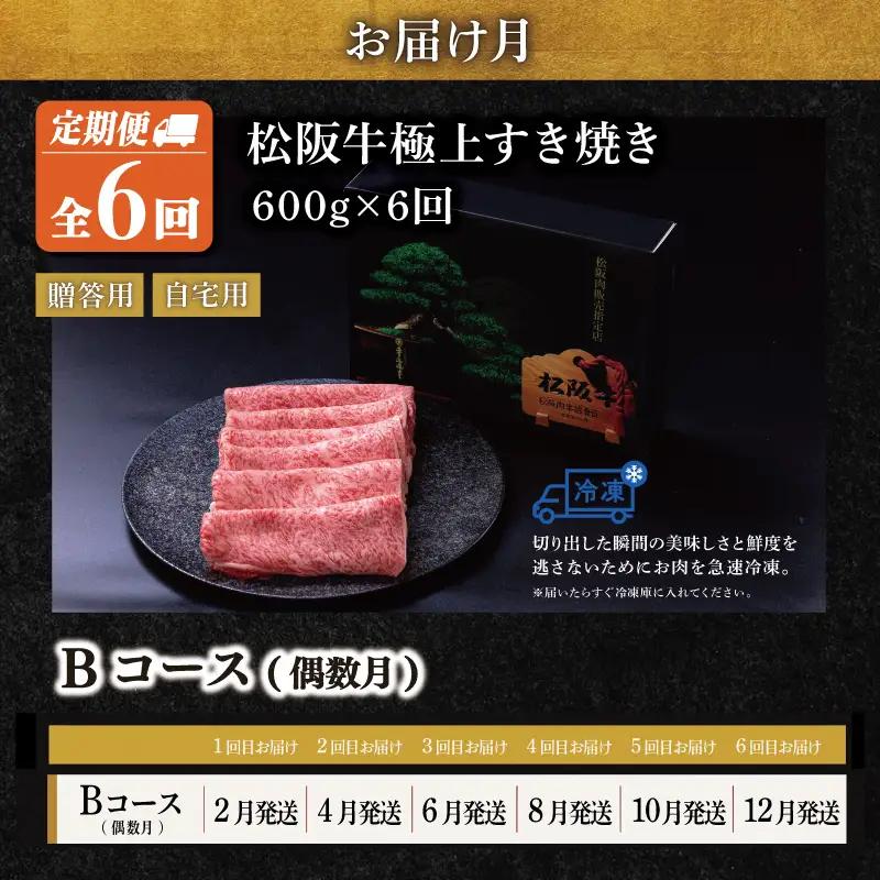 極上 松阪牛 すき焼き 600g【定期便6回】Bコース US37