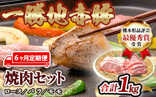 【6ヵ月定期】一勝地赤豚焼肉セット(1kg) FKP9-460