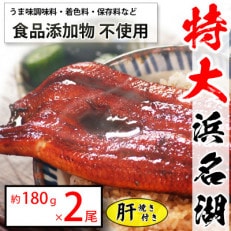 食品添加物不使用の浜名湖うなぎ　長蒲焼2尾(約180g×2)大きなうなぎで脂ノリノリです!肝焼き付き