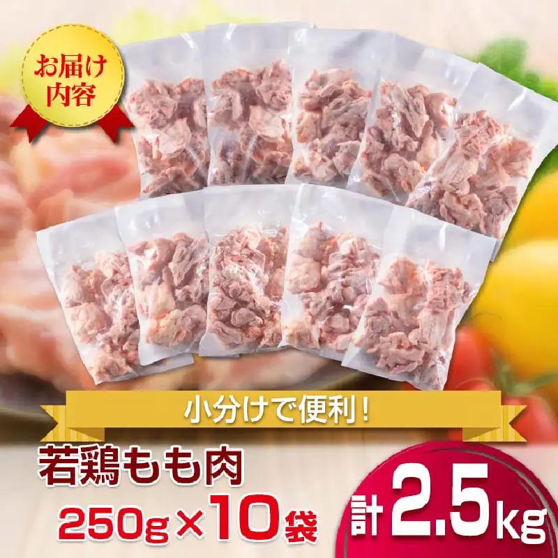 小分け 便利 カット済 若鶏 もも肉 計2.5kg 250g × 10袋 鶏肉 国産 おかず お弁当 おつまみ 食品 IQF冷凍 バラバラ凍結_BD115-25