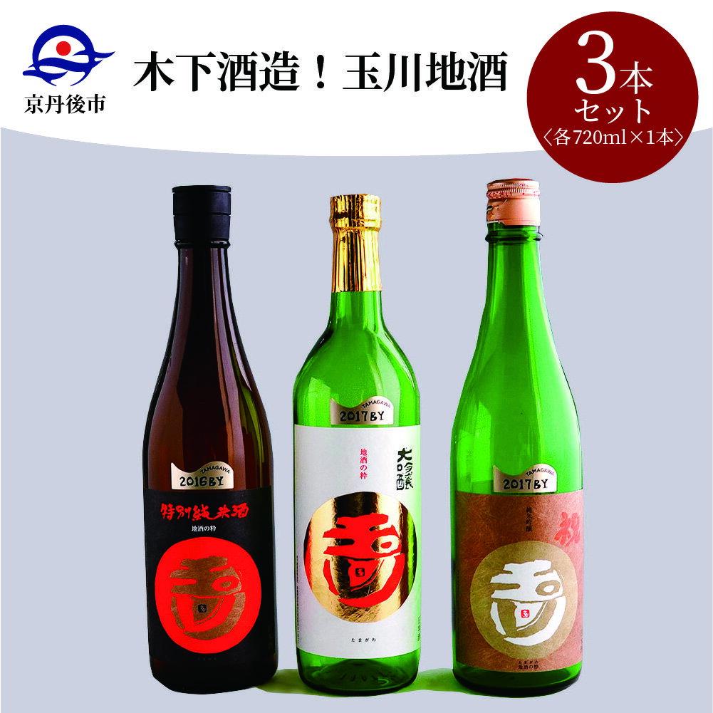 【ふるさと納税】【木下酒造】玉川地酒3本セット お酒 酒 さけ アルコール 地酒 720ml 3本 米 米こうじ セット 詰め合わせ 人気 祝い 成人式 アルコール 京都 丹後 地酒 日本酒 送料無料