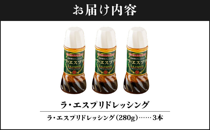 2528 ラ・エスプリドレッシング 280ml×3本 口コミで広まった自家製ドレッシング！　KN021-033-01