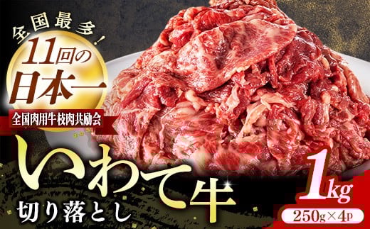
            いわて牛切り落とし1kg 岩手県産 黒毛和牛 国産 牛肉 肉  切り落とし 焼肉 牛丼 すき焼き 小分け 冷凍 いわちく 和牛 岩手県 岩手町 いわちく
          