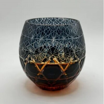 琥珀塗り切子(031)ダークブルー【1632637】