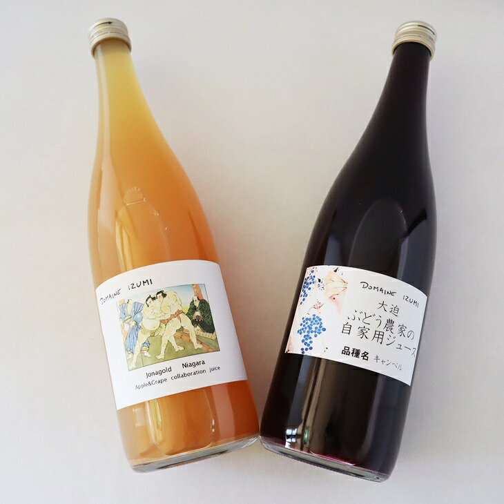 【ふるさと納税】ぶどう農家の果汁100％ストレートジュース！ぶどうジュース・コラボジュース　2本（720ml）セット