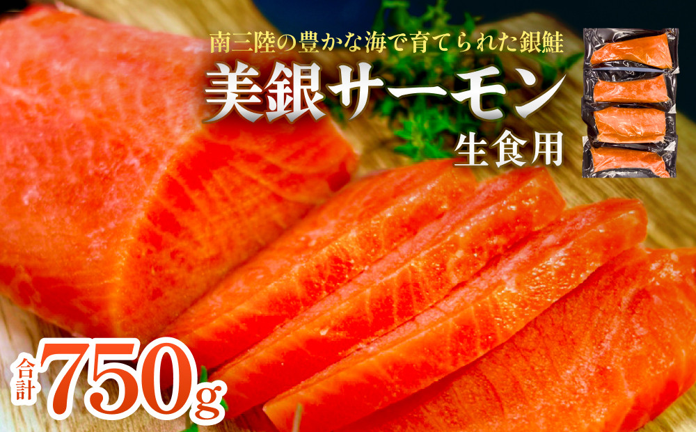 
            美銀サーモン（生食用）750g 冷凍 切り身 鮭 さけ サケ シャケ 銀鮭 お刺身 カルパッチョ おつまみ
          