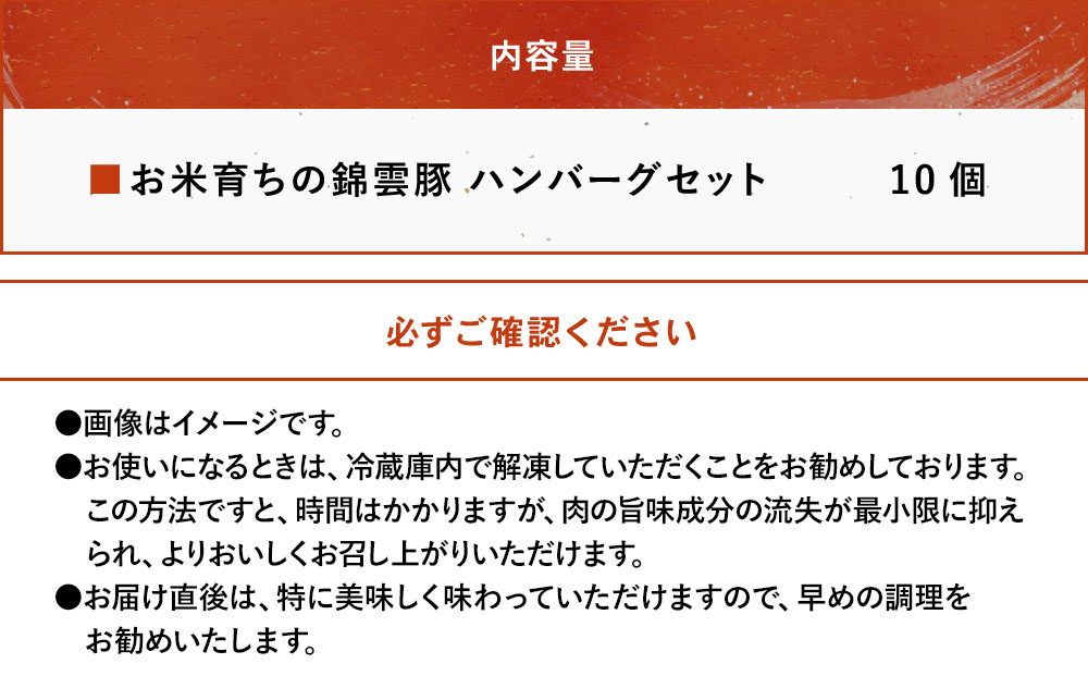 錦雲豚ハンバーグ 10個セット （100g×10個） | お肉 肉 豚 豚肉 ハンバーグ 惣菜 おかず 弁当 豚肉 国産 九州産 大分県産 ブランド豚 錦雲豚 冷凍 小分け 送料無料 大分県 中津市