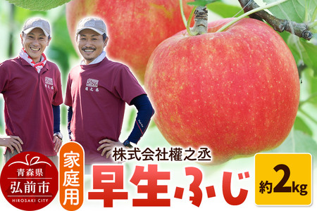 【レビューキャンペーン】【25年10月～発送】りんご 權之丞farm 早生ふじ 家庭用 約2kg（5～10玉程度）