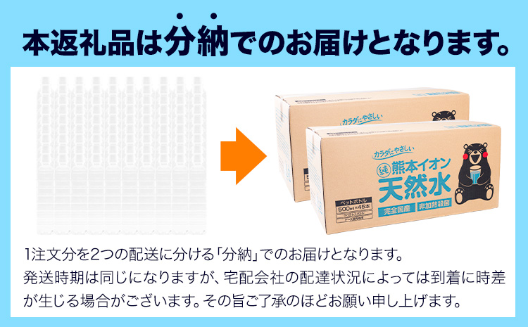 【3ヶ月定期便】水 500ml 家計応援 くまモン の ミネラルウォーター 天然水 熊本イオン純天然水 ラベルレス 90本 500ml 《申込み翌月から発送》 飲料---gkt_gfrst90tei_