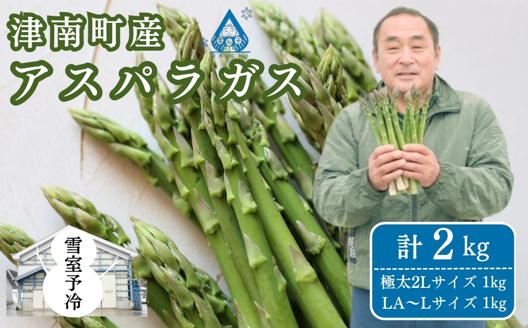 【アスパラガス 先行予約】雪室予冷 アスパラガス バラ詰 計2kg 極太2Lサイズ1kg LA~Lサイズ1kg | 津南町 有限会社大地