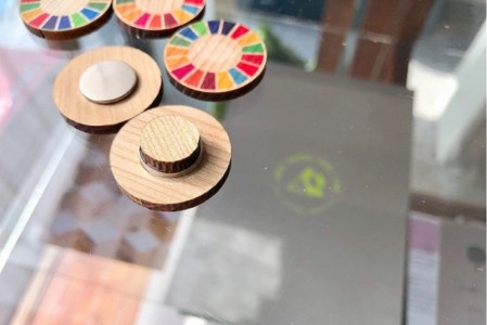 【小国町森林組合】阿蘇小国杉 SDGs ピンバッジ マグネット 計4個 小国杉 天然木 国産材 阿蘇 熊本 木製 サスティナブル アイコン 贈り物 ギフト プレゼント ノベルティにおすすめ 阿蘇小国杉