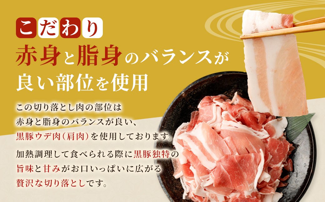 【6ヶ月定期便】鹿児島県産黒豚 大容量小分けパック切り落とし 合計12kg（2kg×6回）