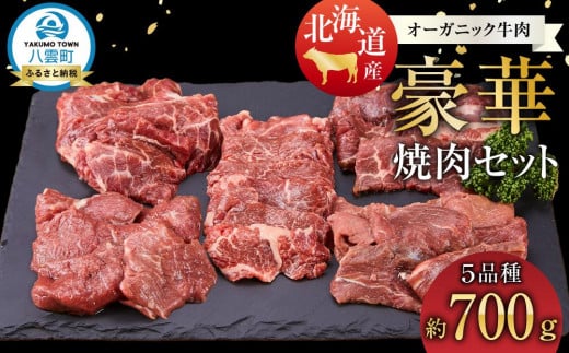 北海道産 オーガニック牛肉豪華焼肉セット 5品種 700g 【 国産牧草牛 北里八雲牛 肉 にく ニク 牛肉 牛肉赤身 赤身 牛肉セット オーガニック 冷凍牛肉 贅沢牛肉 国産牛肉 北海道産牛肉 道産牛肉 簡単 お手軽 特製牛肉 】