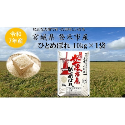 【精米】令和7年宮城県登米市産「ひとめぼれ」10kg×1袋【1674235】