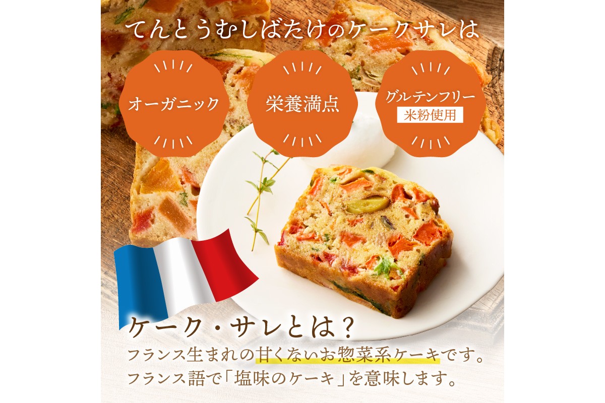 有機やさいたっぷりケーク・サレ3本入り（簡易包装） てんとうむしばたけ 人気 イチオシ おすすめ 朝食 女性に人気 冷凍 グルテンフリー 有機野菜 オーガニック ヘルシー 野菜ケーキ やさい ぱん　B