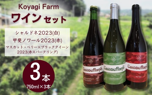 【ワイン】 3本セット シャルドネ2023 (白)  ＋ 甲斐ノワール2023 ＋ マスカット・ベリー×ブラッククイーン2023(赤スパークリング) | 赤ワイン 白ワイン 国産 日本ワイン お中元 お歳暮 母の日 父の日 プレゼント ギフト 贈り物 福島 南相馬