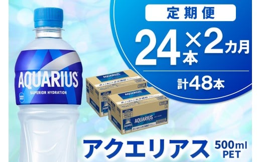 【2か月定期便】アクエリアス 500mlPET×24本【コカコーラ 熱中症対策 スポーツ飲料 スポーツドリンク 水分補給 ペットボトル 健康 スッキリ ミネラル アミノ酸 クエン酸 リフレッシュ 常備 保存 買い置き】K090513