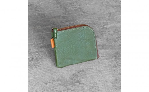 栃木レザー使用｜やわらか本革Lジップミニ財布｜Lzip wallet small 02｜オリーブ｜minca（全7色）