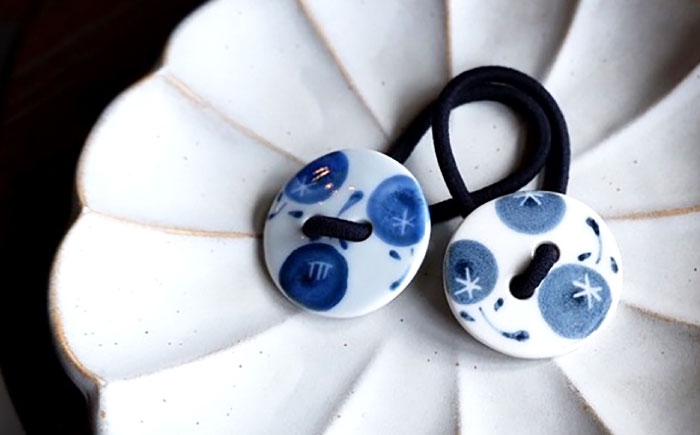 砥部焼 花柄 磁器 髪飾り ヘアアクセサリー ヘアゴム ゴム かわいい おしゃれ