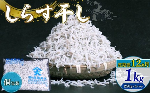 【定期便12回】しらす干し1kg（250g×4パック）| しらす干し 釜揚げ ごはん 丼 パスタ チャーハン サラダ 魚 料理 シラス しらす ちりめん じゃこ かちり 小魚 魚貝 魚貝類 しらす シラス 海鮮 しらす丼 シラス丼 ふるさと納税しらすしらす おすすめ 高知産しらす 高知県産しらす 米 こめ コメ に合う