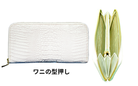 姫路革細工 ラウンド札入 民芸品 工芸品 伝統技術 ファッション小物 雑貨 日用品  波・ピンク