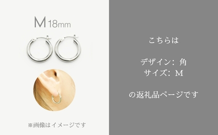 シルバーピアス　角・中