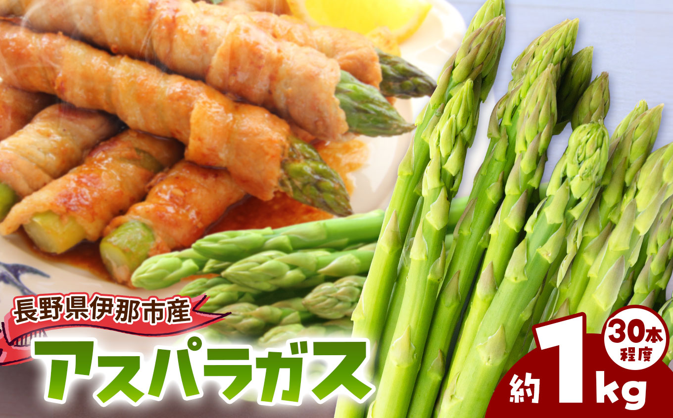 アスパラ 伊那市産 アスパラガス 約1kg Lサイズ 約30本 | 野菜 アスパラガス 焼く 茹でる だけで 主役級 伊那市 長野県 ふるさと納税 【013-49】