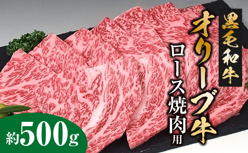 
M18-0018_黒毛和牛オリーブ牛ロース焼肉用　約500ｇ
