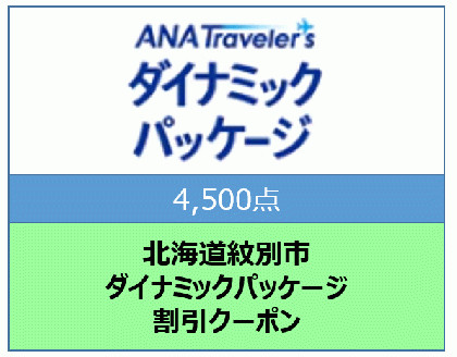 15-132 北海道紋別市　ANAトラベラーズダイナミックパッケージ割引クーポン4,500点分