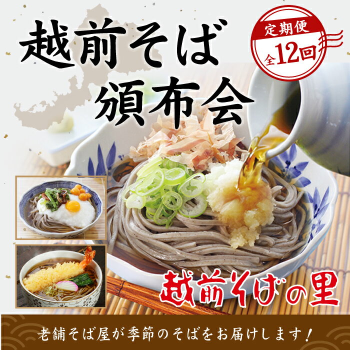 【ふるさと納税】【12回定期便：寄附翌月スタート】楽天そばランキング常連 越前そばの里 毎月違う「越前そば」が届く お楽しみ頒布会 送料無料 福井県 越前市 そば 越前そば （18209）