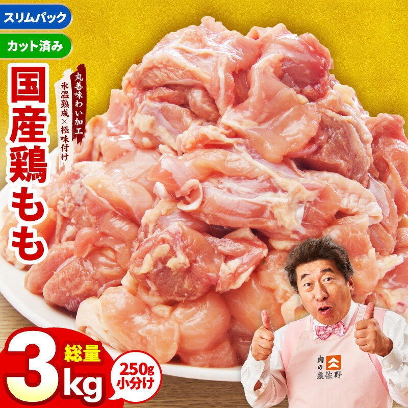 【ふるさと納税】国産 鶏肉もも カット済み 3kg 250g×12P 選べる 発送月 年内発送 【氷温熟成×極味付け】 小分け 丸善味わい加工 ふるさと納税オリジナル 限定 丸善食品 冷凍 お取り寄せ 泉佐野市 送料無料 肉の泉佐野