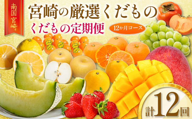 宮崎の旬をお届け！くだもの12か月定期便【F135】