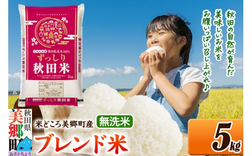 米 ブレンド米【無洗米】精米 5kg（5kg×1袋）秋田県美郷町産 [5kg袋 お米 こめ ご飯 ごはん 米どころ 秋田県産 美郷町]