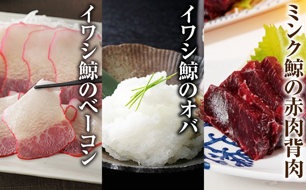 美味しい鯨 3種 詰め合わせ Cセット ( 背肉230g以上 ベーコンスライス40g オバ100g ) 