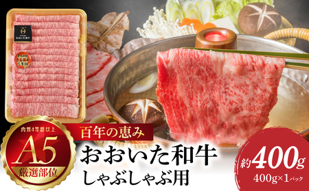 A01101　百年の恵み　おおいた和牛A5　しゃぶしゃぶ用【厳選部位】約400ｇ
